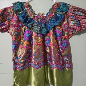 Guatemalan Traditional Vibrant Floral Embroidered Top